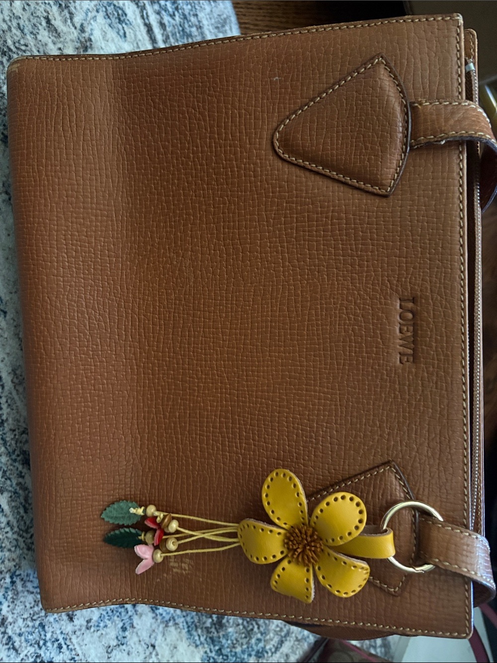 LOEWE Shoulder Tote Bag Brown Grain Leather - Picture 7 of 12